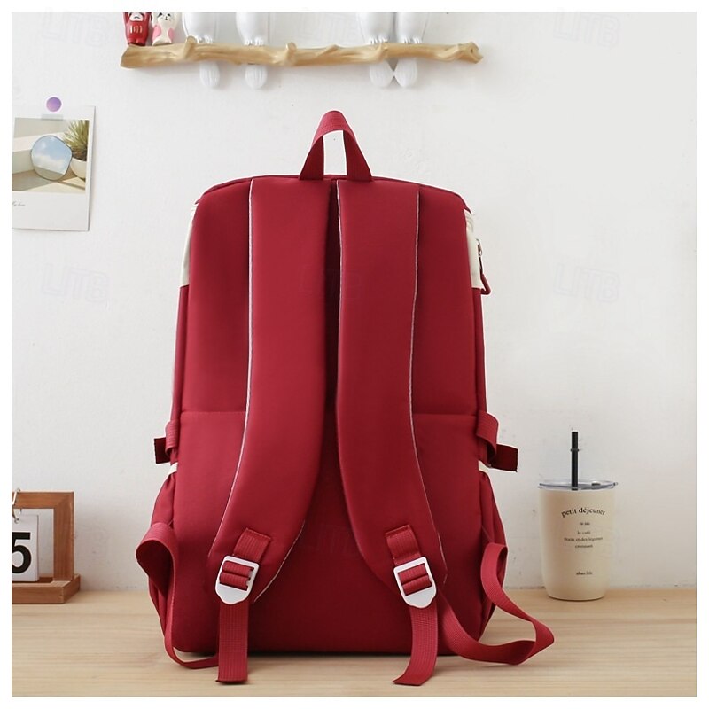 5-in-1 School Bag Set for Girls – Red Backpack with Matching Tote, Messenger Bag, and Pencil Pouches for Kids and Teens3