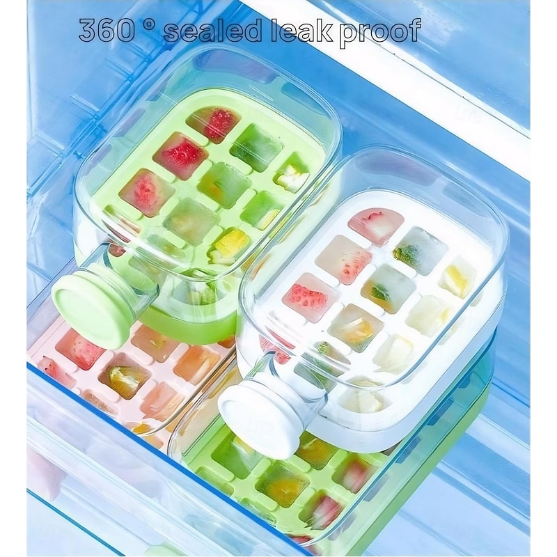 Ice Cube Bottle with Straw for Cool Summer, My Crush Cup Ice Cube Trays for Water Bottles, 2 in 1 Portable Touch-Free Ice Maker Kettle with Lid and Bin for Quick Ice Making3