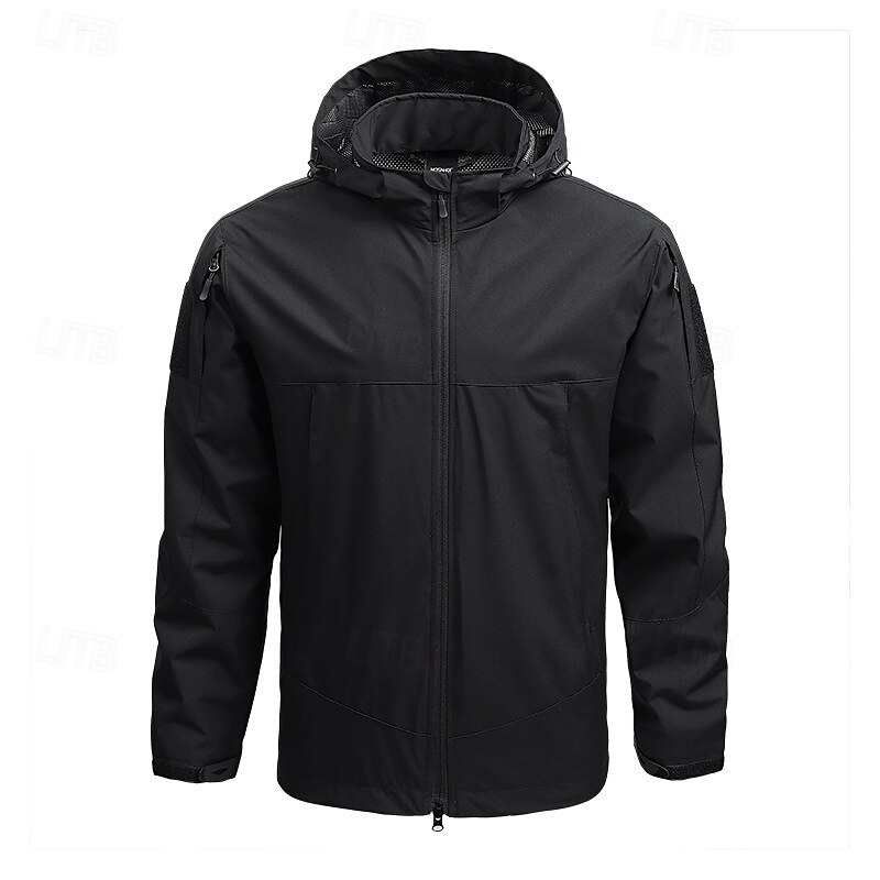 Men's Outdoor Jacket Hiking Jacket rain coat Outdoor Waterproof Windproof Hiking Outfits Hiking Clothes Spring Autumn / Fall Top Camping / Hiking / Caving Running Solid Color Black Green Khaki4