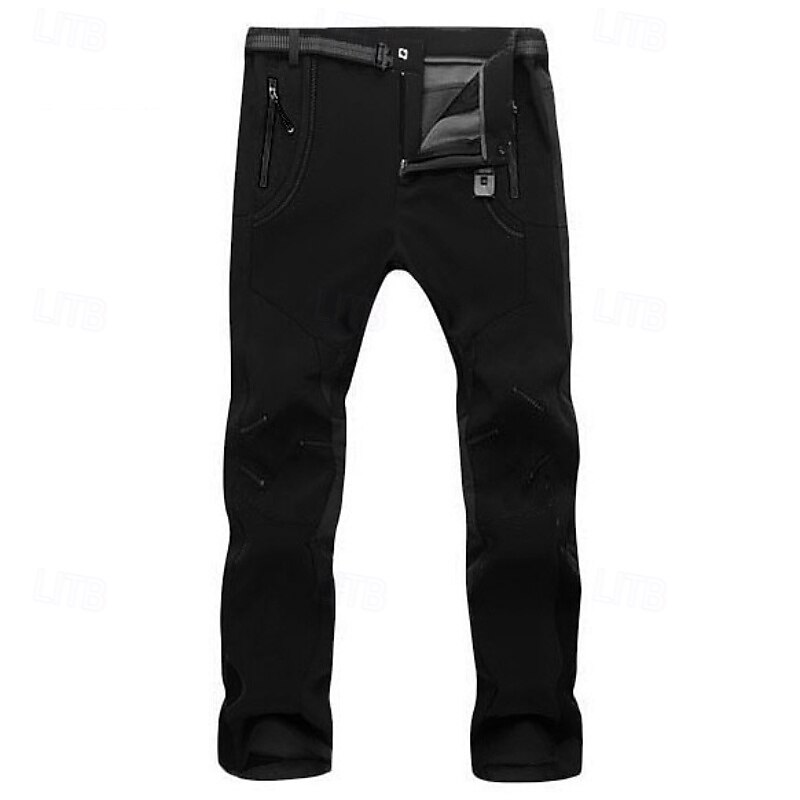Men's Hiking Pants Trousers Fleece Lined Pants Patchwork Winter Outdoor Regular Fit Thermal Warm Windproof Quick Dry Lightweight Bottoms Zipper Pocket Dark Grey Black Camping / Hiking / Caving Running