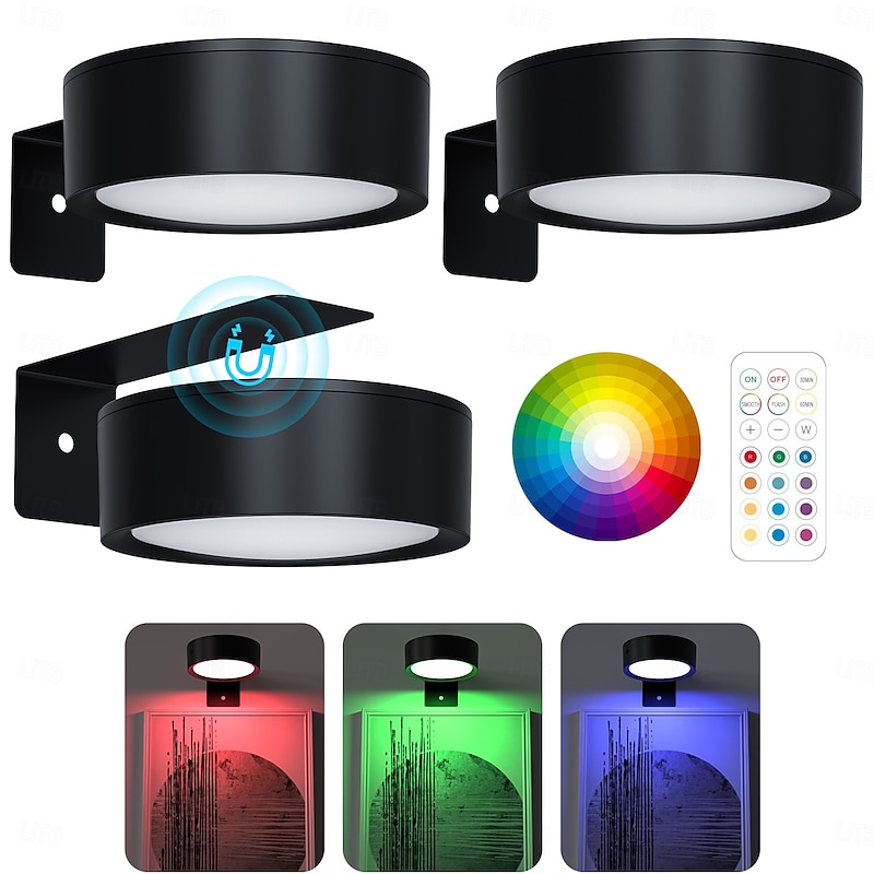 Picture Lights for Wall Battery Operated Magnetic Poster Lights with 3 Color Temps & 12 RGB Remote Dimmable Timer Painting Light Wall Decor Light for Art Display Frame (3 Pack)2