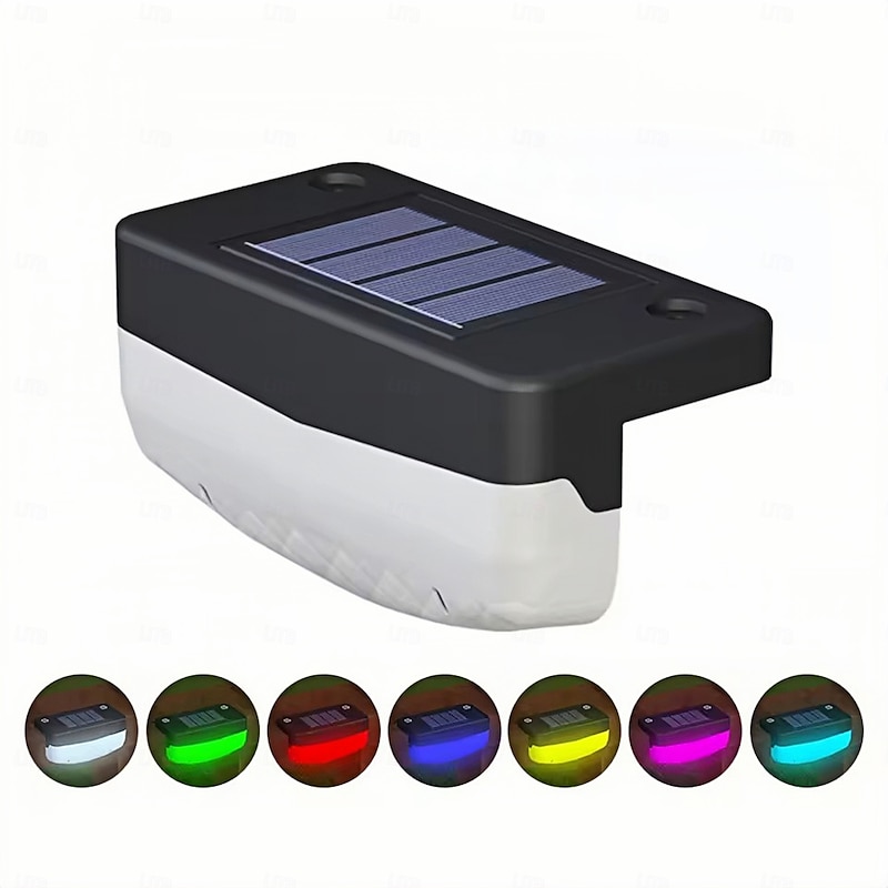 RGB LED Solar Deck Light Outdoor Waterproof Garden Step Lamp Patio Stairs Railing Courtyard Fence Decor Lighting Cold/Warm White  1PC