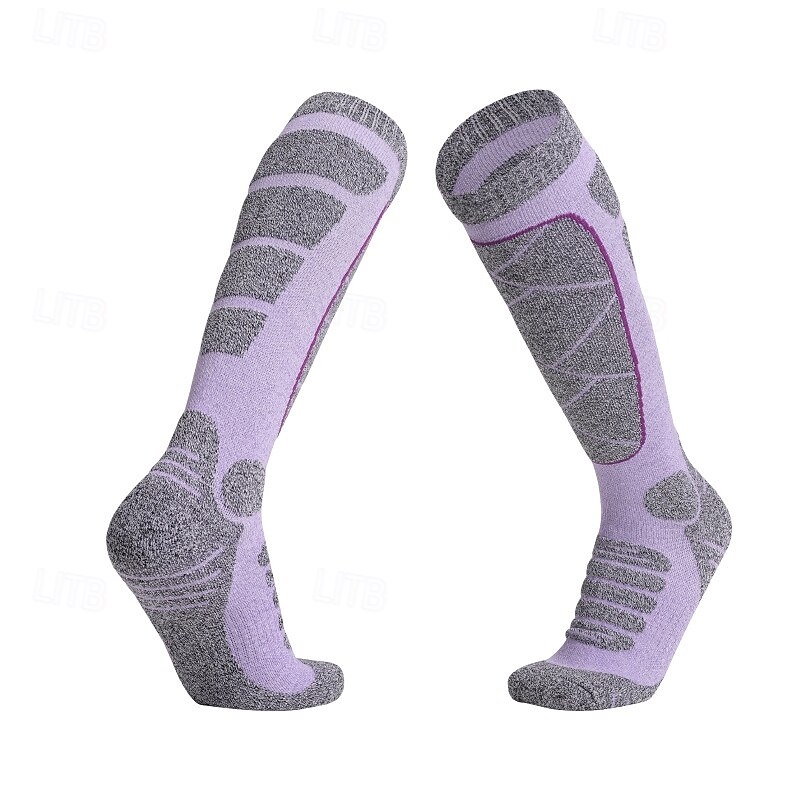 1 Pair Women's Hiking Socks Sports Socks Breathable Anti Blister Sweat-Wicking cushioned Outdoor Over The Calf Patchwork Cotton Pink Blue Purple for Running