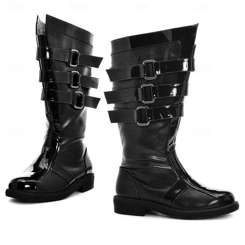 Punk & Gothic Medieval Renaissance Shoes Boots Knee High Boots Pirate Viking Crusader Fancy Dress Men's Celtic Pirate Halloween Masquerade Party & Evening LARP Ren Faire Adults' Shoes All Seasons3