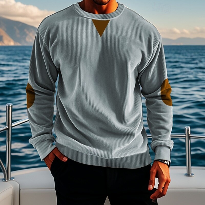 Men's Sweatshirt Apricot Wine Red Black Army Green Brown Crew Neck Color Block Patchwork Sports & Outdoor Casual Daily Streetwear Cool Sportswear All Seasons Clothing Apparel Hoodies Sweatshirts