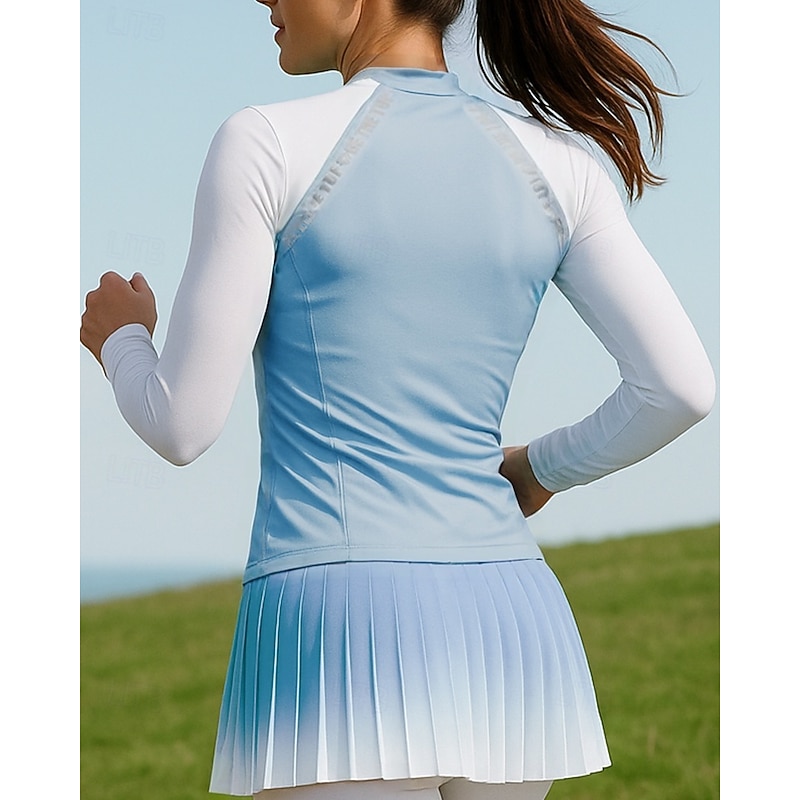 Women's Running Shirt Tennis Shirt Slim Long Sleeve Tee Tshirt Color Block Quick Dry Lightweight Breathable Tennis Golf Running Sportswear Activewear Black Pink Blue2