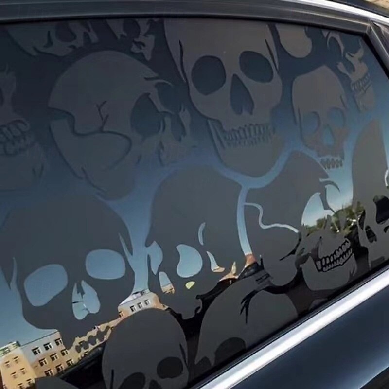 Halloween Skull Car Window Stickers, Cool Skull Head Decals for Hood and Side Doors, Halloween Car Decor Decals4