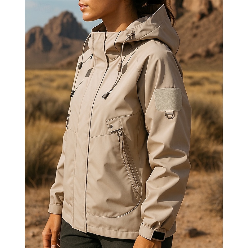 Women's Outdoor Jacket Hiking Jacket Raincoat Outdoor Waterproof Quick Dry Lightweight Elastic Hiking Outfits Hiking Clothes Spring Autumn / Fall Jacket Tennis Golf Running Solid Color Black Purple3