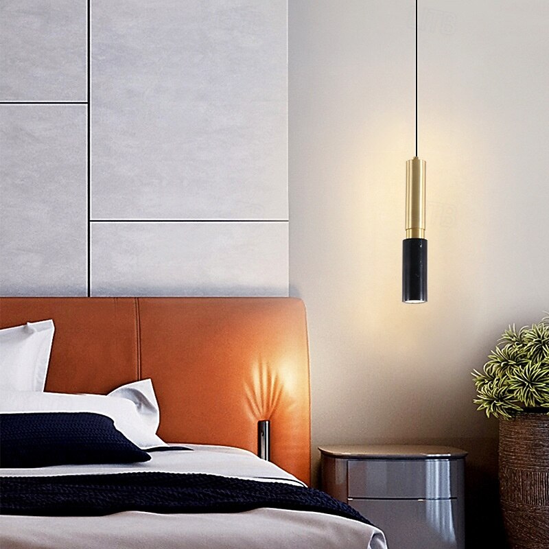 Nordic Modern Pendant Light Fixture Brass Ceiling Hanging Light with Marble lampshade Simple Chandelier Restaurant Pendant Lighting for Kitchen Island Living Room Bedroom2