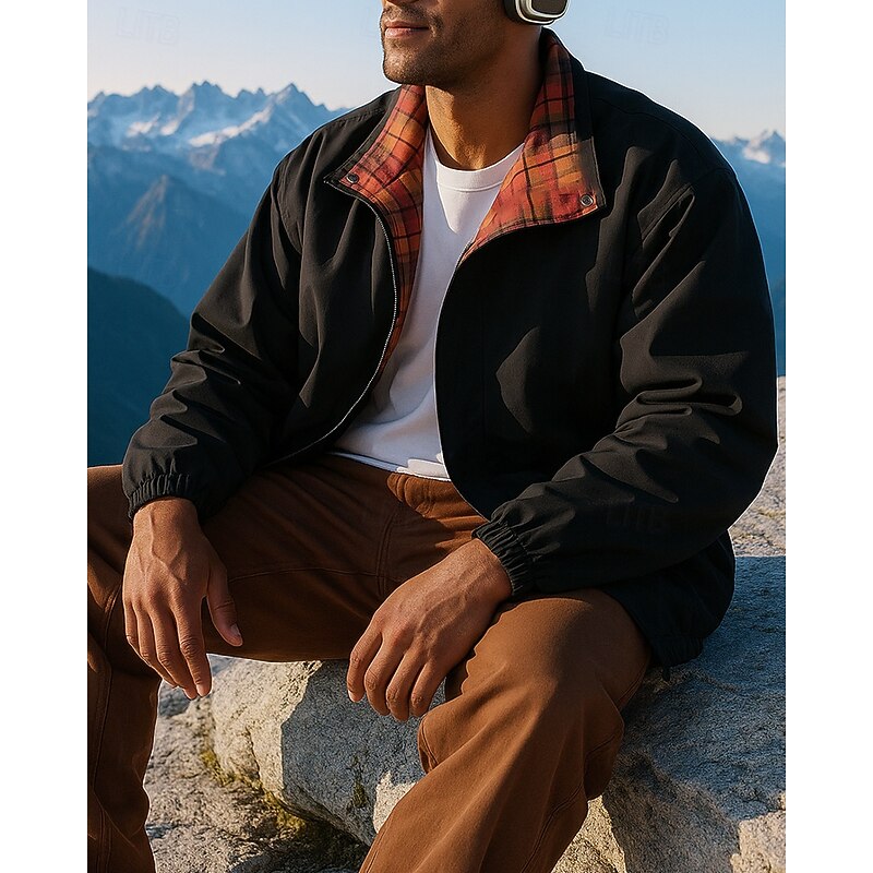 Men's Outdoor Jacket Hiking Jacket Outdoor Sun Protection Breathable Quick Dry Lightweight Hiking Outfits Hiking Clothes Spring Autumn / Fall Jacket Tennis Golf Running Solid Color Light Yellow Black4