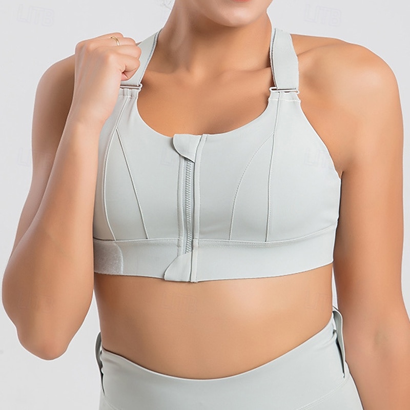 Women's Yoga Bra Sports Tank Top Pilates Bra Underwear High Supports Breathable Sweat-absorbent Wireless With pads Solid / Plain Color Sport Activewear Light Blue Black Gym Pilates Zumba4