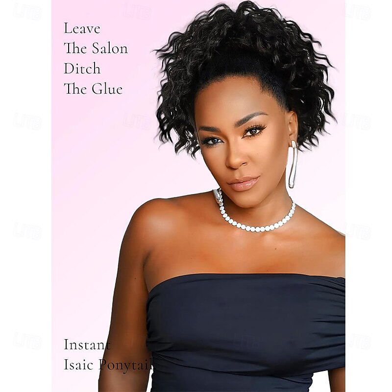 Ponytail Extension 8 Inch Short Wavy Curly Ponytails Drawstring Ponytail for Black Women Jet Black Pony Tails Hair Extensions Synthetic Hairpiece for Daily Use4
