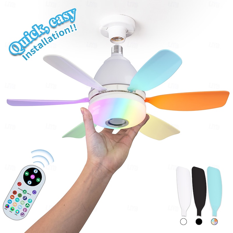 50cm Modern Ceiling Fan Light with 6 Blades, Remote Control RGB Dynamic Lighting Bluetooth Speaker 3 Speed  Color Temp Settings for Kids Bedroom, Game Room Party Decor3