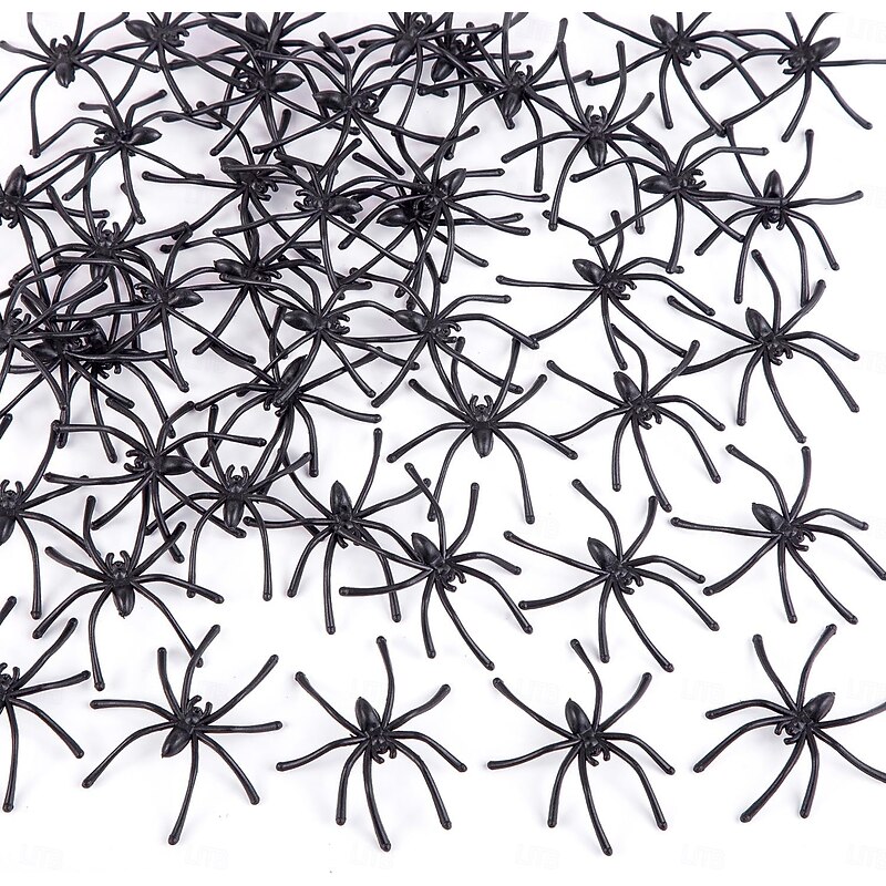 100 Pieces Halloween Realistic Spiders Black Plastic Small Spider Toys Fake Spiders Prank Props for Halloween Home and Party Decorations