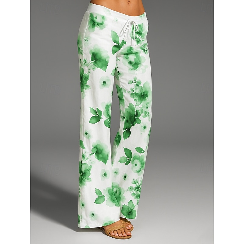 Women's Culottes Wide Leg Wide Leg Chinos Vacation Vintage Ethnic Style Full Length High Waist Floral Graphic Quick Dry Breathability Soft Inelastic Outdoor Vacation Sport Black Blue Purple Green4