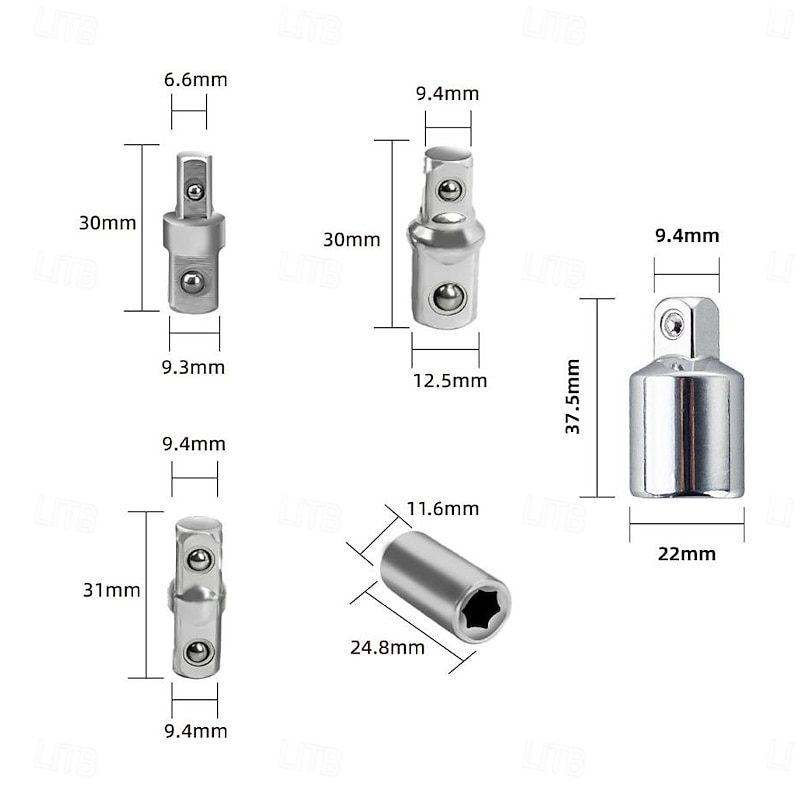 Offset Extension Wrench Set, 15.4 Inch Offset Extension Wrench with 1/2", 1/4", 3/8" Square Drive Adapters and 3/8" Drive Ratchet Wrench, Universal Impact Wrench Extender Tool for Tight Place2