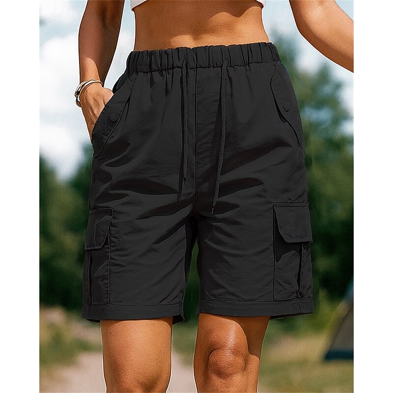 Women's Cargo Shorts Hiking Shorts Summer Outdoor Regular Fit Waterproof Quick Dry Lightweight Breathable Shorts Drawstring Elastic Waist Black Pink Camping / Hiking Golf Running S M L XL XXL4