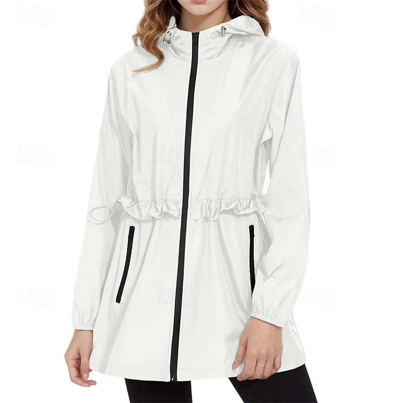 Women's Hiking Jacket Rain Jacket Raincoat Outdoor Waterproof Windproof Hiking Outfits Hiking Clothes Spring Autumn / Fall Top Cotton Camping / Hiking / Caving Running Solid Color Black White Dark3