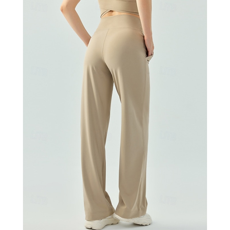 Women's fitness pants Pilates Pants Yoga Pants Drawstring with Pockets Lightweight High Waist Gym Pilates Zumba Bottoms Solid Color Black Pink Burgundy Fall Sports Activewear Micro-elastic Loose Fit2