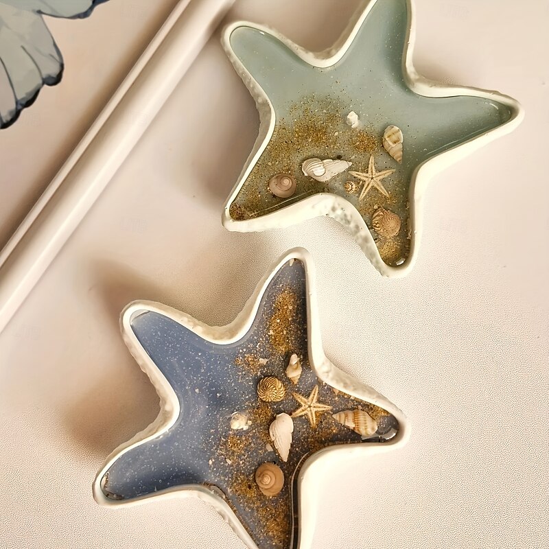 2PCS Silicone Mold Set for Resin and Concrete Casting - Shell and Sea Star Shapes Ideal for DIY Crafts3