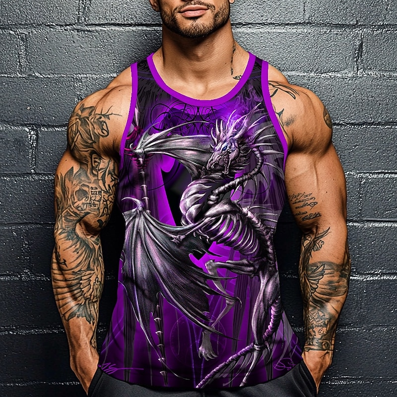 Dragonsword LICHBLADE Ruth Thompson-Yujin Jung Men's Dragon Vest Top Undershirt Sleeveless T shirt 3D Print Crew Neck Shirt Fashion Exaggerated Street Casual Daily Red Summer Spring Clothing Apparel2