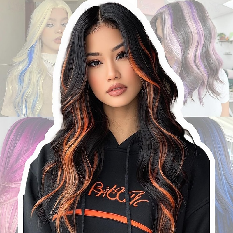 12 Pcs Pink hair extensions 22 Inch Straight colored hair colorful clip in extensions Highlight Party for Kids Girls and Women Gift4