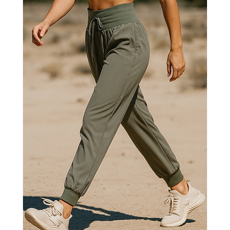 Women's Sweatpants tracksuit bottoms Drawstring Bottoms Outdoor Sports & Outdoor Casual Elastic Tennis Golf Running Regular Fit Sportswear Activewear Solid Colored Black Green Khaki2