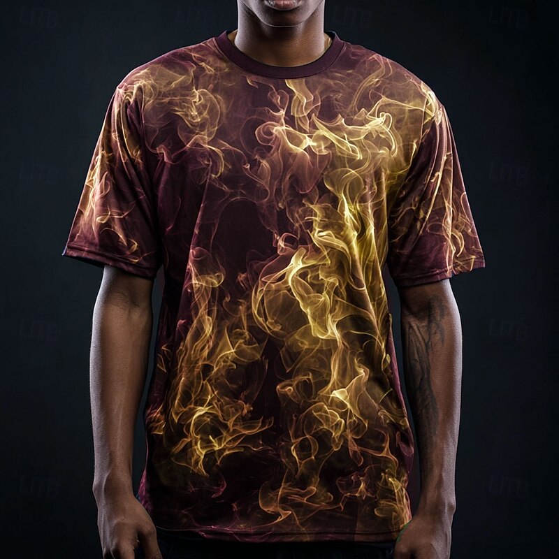 Halloween Men's Smoke T Shirt Short Sleeve T shirt 3D Print Crew Neck Shirt Gothic Street Casual Daily Yellow Red Purple Summer Spring All Seasons Clothing Apparel S M L XL XXL XXXL3