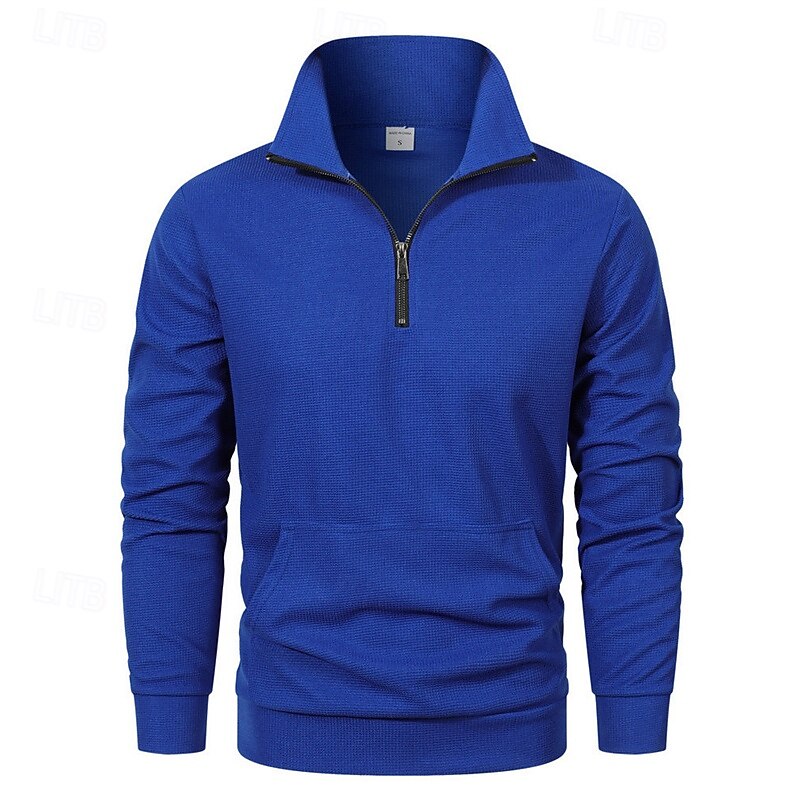 Men's Sweatshirt Quarter Zip Sweatshirt Apricot Black White Royal Blue Light Grey Half Zip Plain Pocket Sports & Outdoor Daily Holiday Polyester Streetwear Basic Casual Spring Autumn / Fall Clothing2