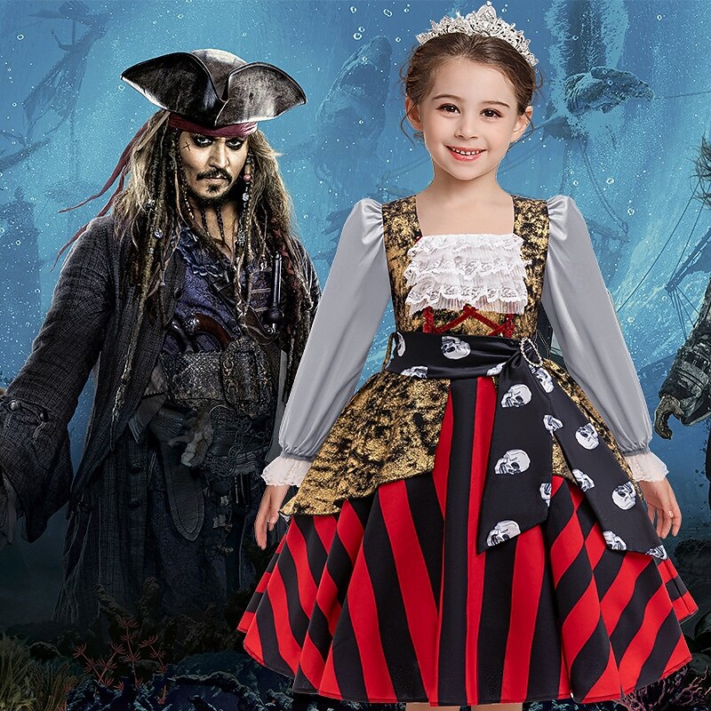Pirates of the Caribbean Pirate Dress Hat Costume Adventure Movie Cosplay Movie Cosplay for Girls' Kid's Halloween Carnival World Book Day Performance Educational Dress Up School Event Dress Up