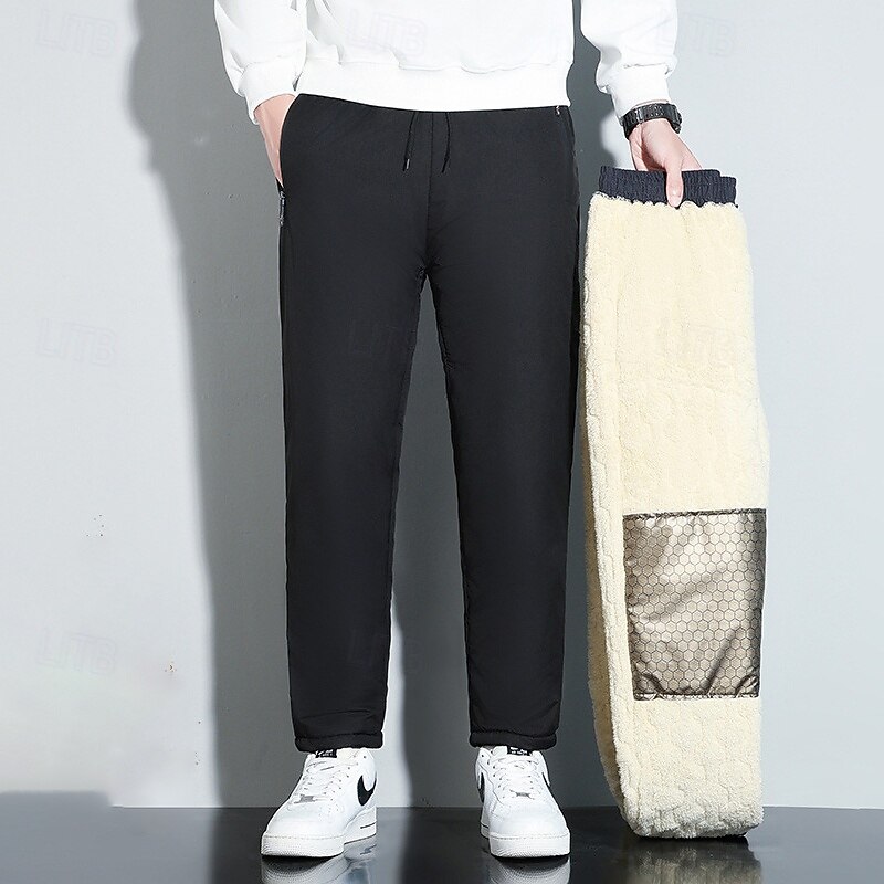 Men's Fleece Pants Thermal Pants Winter Outdoor Regular Fit Warm Pants / Trousers Pocket Elastic Waist Dark Grey Black Camping / Hiking Running XS S M L XL