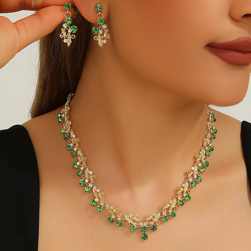 Jewelry Set Two-piece Suit Zircon Rhinestone 1 Necklace Earrings Women's Elegant Fashion Simple Cute Layered Fireworks Flower Shape irregular Jewelry Set For Wedding Party Work3