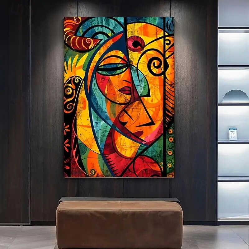 1pcs Modern African Pop Culture Art Print Unframed Mixed Pigments Canvas Painting No Electricity Required Living Room and Bedroom Wall Decor