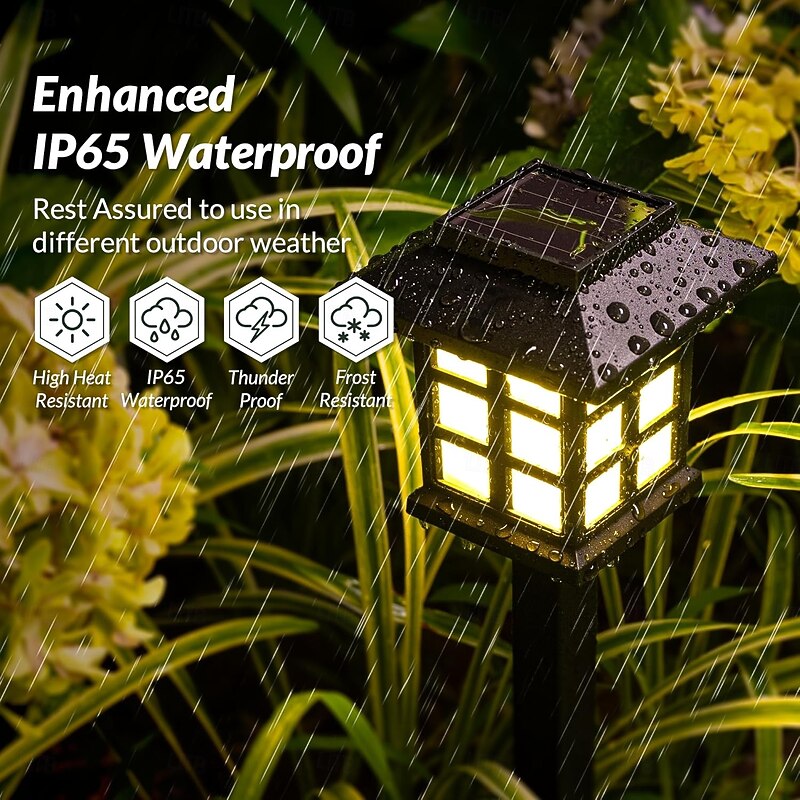 Solar Outdoor Pathway Lights LED Solar Lights Outdoor Waterproof Solar Walkway Lights Maintain 10 Hours of Lighting for Your Garden Landscape Path Yard Patio Driveway - Easy Installation No Wiring3
