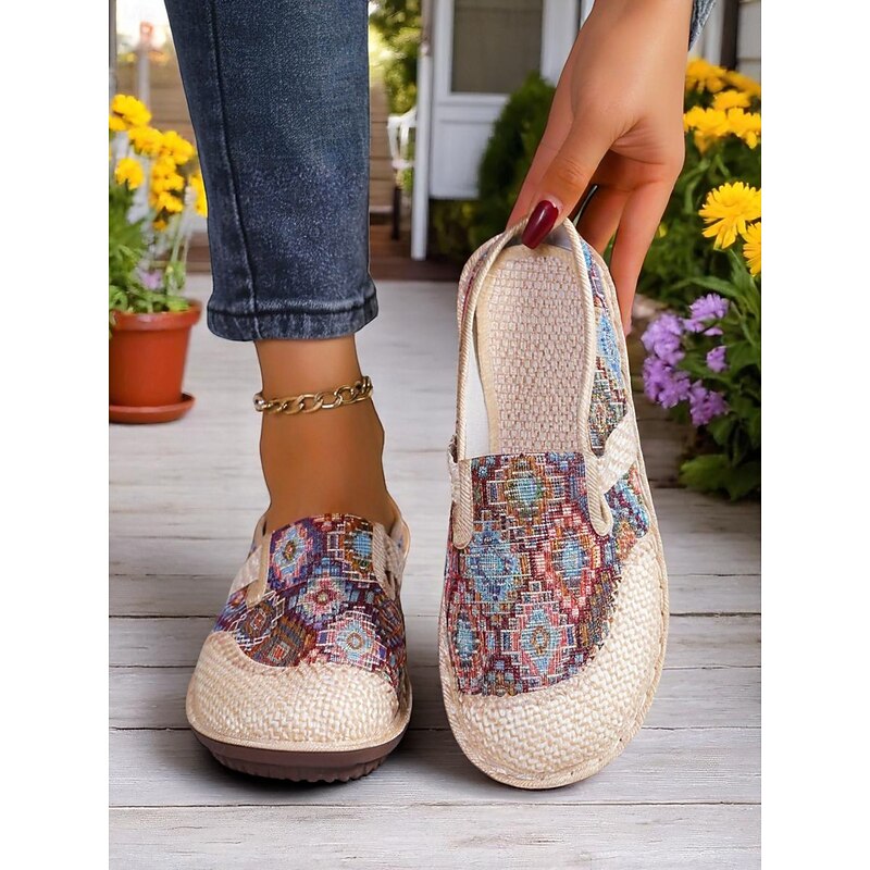 Women's Ethnic Slip-On Mules – Vintage-Inspired Comfortable Flats for Garden Walks, Nature Travel and Boho Outfits3
