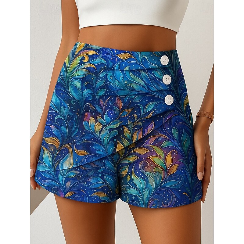 Women's Chinos Shorts Elegant Vacation Vintage Short High Waist Graphic Butterfly Abstract Layered Quick Dry Comfortable Breathable Micro-elastic Outdoor Street Daily Blue Green Beige Summer Spring3