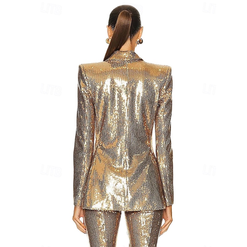 Women's 2 Pieces Suits Formal Wedding Guest Formal Evening Elegant Vintage Party Long Sleeve Floor Length Peak Lapel2