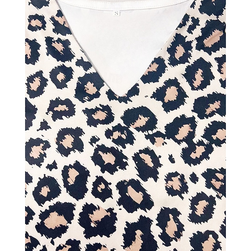 Women's Long Dress Maxi Dress Casual Dress Summer Dress Fashion Modern Daily Beach Weekend Regular Fit Leopard Short Sleeve V Neck Brown Summer3