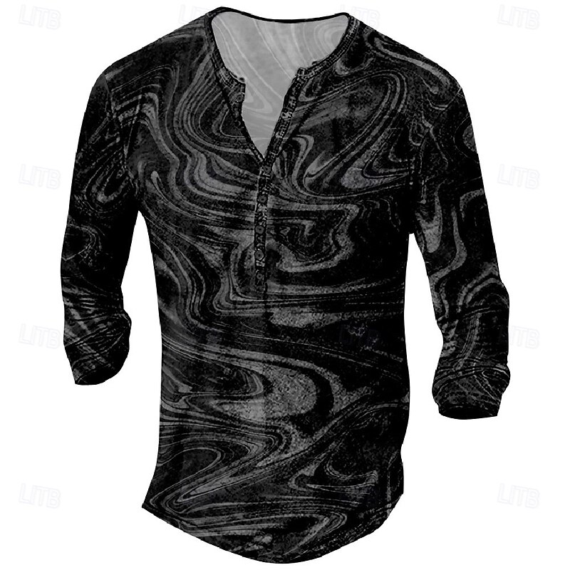 Men's Graphic Abstract T Shirt Henley Shirt Tee Long Sleeve Vintage Designer Stylish Outdoor Casual Daily Spring & Summer Dark Red Black Pink Blue Henley Henley T-Shirt4