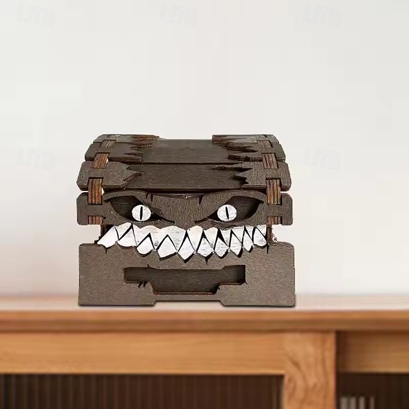 1pc Dungeons&Dragons Game Figures Wooden Mimic Figure Dnd CreativeMonsters TreasureChest Figurine Box Halloween Toy Gift
