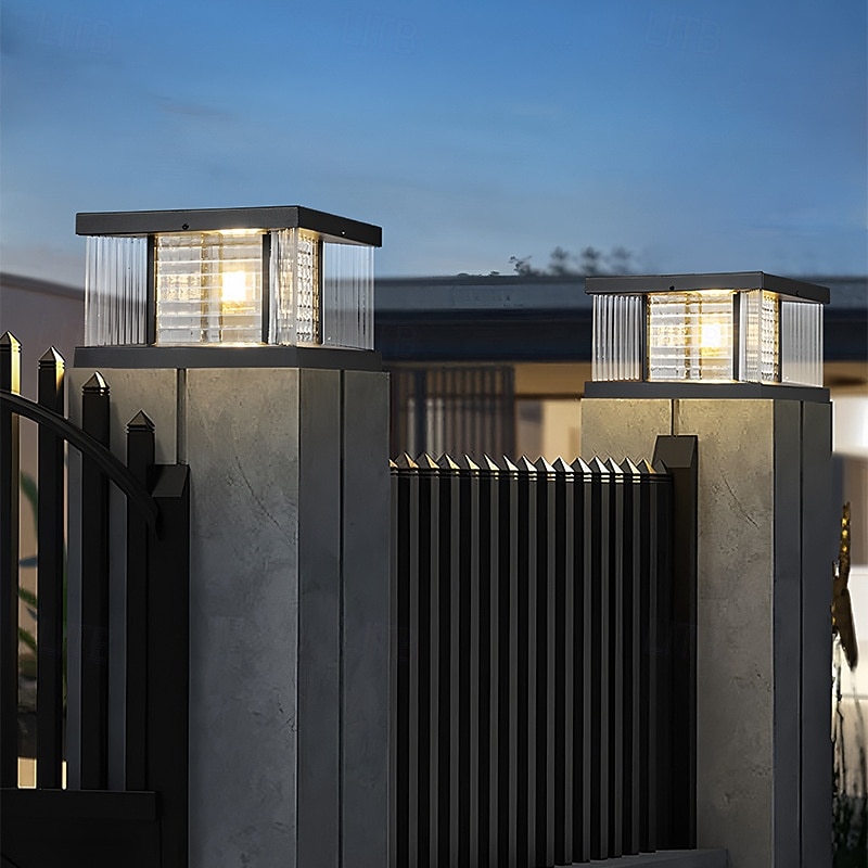 Outdoor Post Lamp 20W Metal LED Pillar Post Lantern Column Light Fixture for Yard Entrance Garden 110-240V