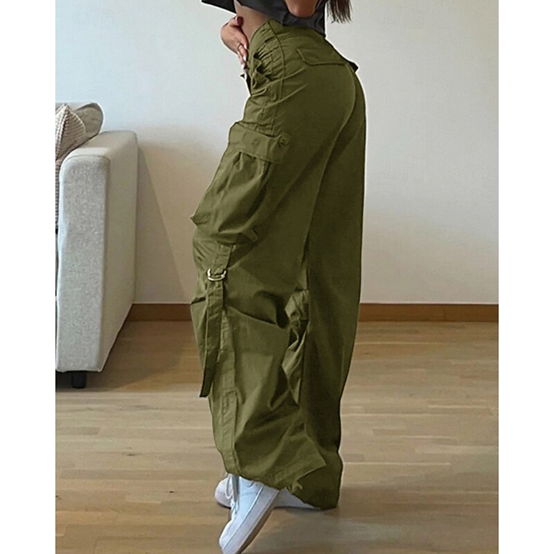 Women's Cargo Pants Pants Trousers Fashion Streetwear Full Length Natural Solid Colored Pocket Comfortable Micro-elastic Sports & Outdoor Daily Wear Black Army Green Apricot Spring Fall Regular Fit4
