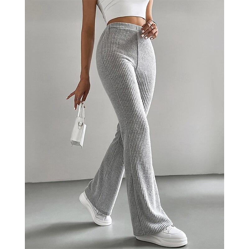 Women's Pants Trousers Leggings Cozy Leggings Casual Workout Full Length High Waist Plain Elastic Waist Breathability Breathable Stretchy Vacation Street Daily Wear Black Green Light Grey Coffee