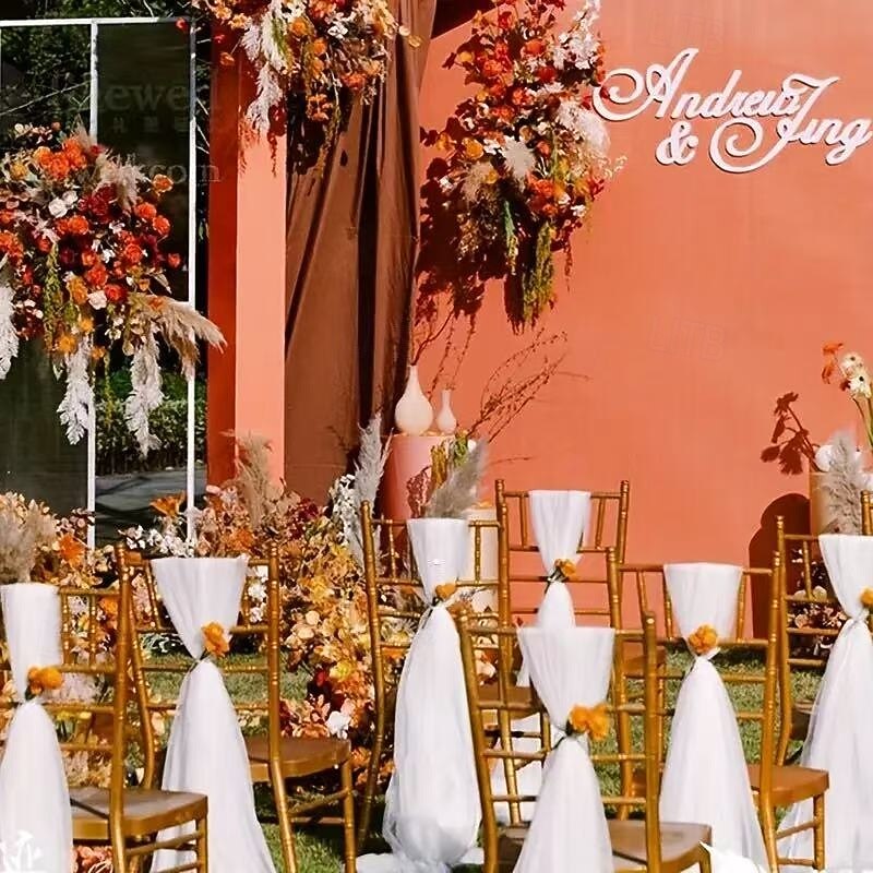 20FT Mesh Tulle Fabric, Silky Wrinkle-Resistant Chiffon Sheer Drapery for Wedding Decor, Bridal Canopy, Event Backdrop, Festival, and Arch Drapes2