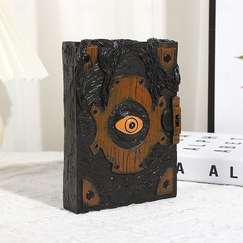 Halloween Demon Eye Book Resin Decoration, Spooky Evil Book Prop for Haunted House, Creepy Home Decor Ornament for Shelf, Table or Party Atmosphere