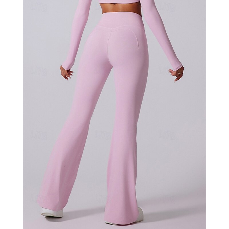 Women's pilates leggings fitness pants sport pants Flared Lightweight Pilates Running Fitness Pants Solid Color Dark Grey Black White Fall Winter Sports Activewear Micro-elastic4