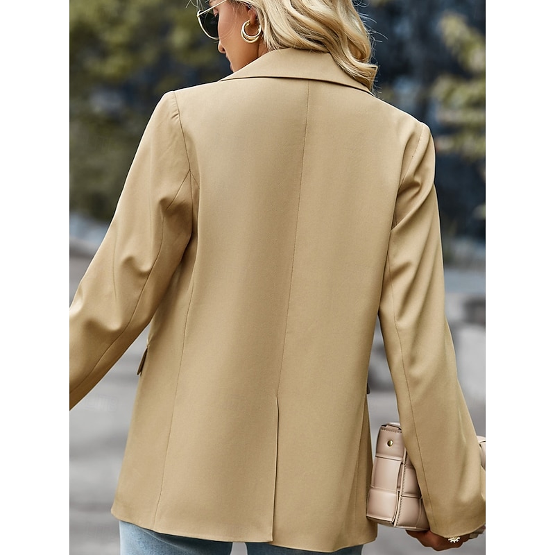 Women's Blazer Breathable Comfortable Pocket Casual Plain Office Street Casual Daily Wear Single Breasted Regular Turndown Regular Fit Long Sleeve Outerwear Black White Green Summer4