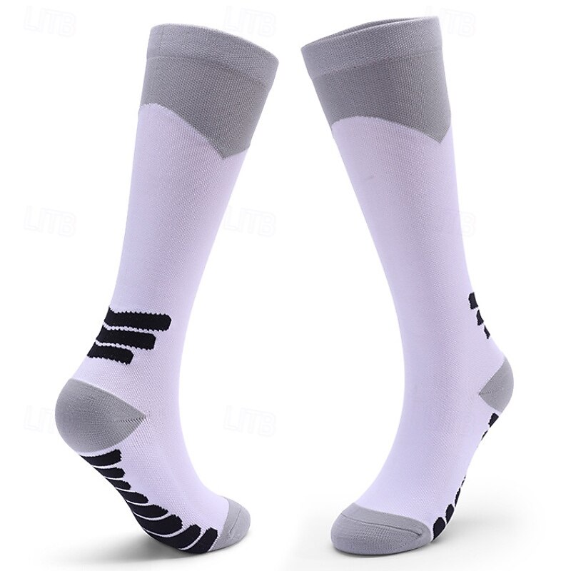 1 Pair Women's Compression Socks Hiking Socks Running Socks Ski Socks Sports Socks Breathable Anti Blister Compression Sweat-Wicking Outdoor Over The Calf Patchwork Nylon Black White Red for Ski3