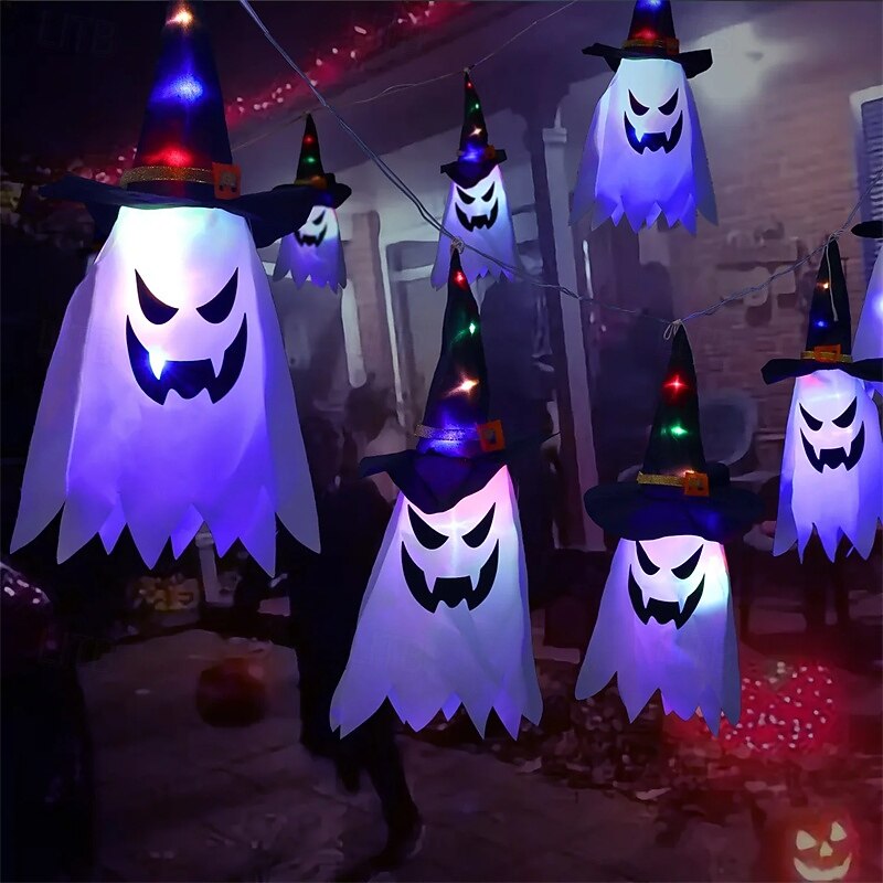 5pcs LED Halloween Pumpkin Outdoor Light Battery Power Horror Grimace Glowing Party Props Halloween Decoration