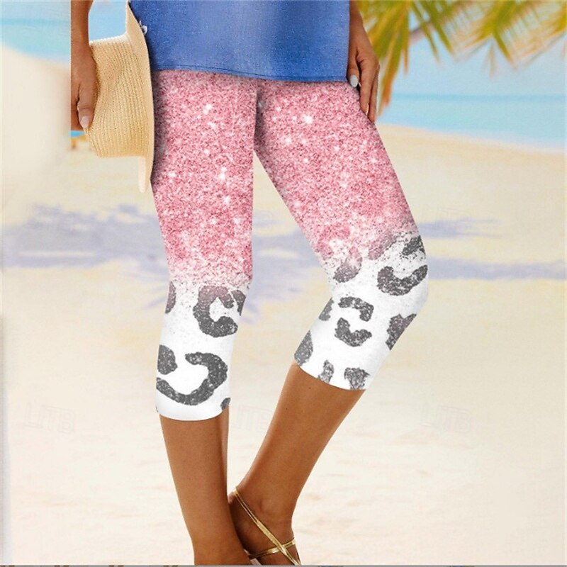 Women's Leggings Anti Chafing Shorts Cozy Leggings Fashion Streetwear Calf-Length Natural Print Elastic Waist Comfortable Breathable Stretchy Daily Wear Festival Black Pink Blue Green Summer Slim Fit